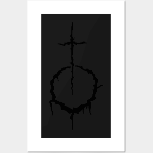 Gothic Christian Cross Crescent Moon Posters and Art